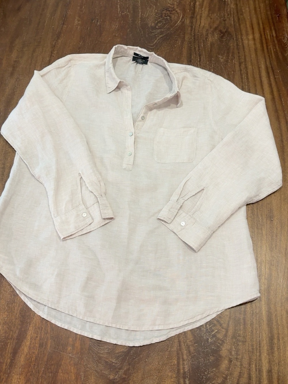 Jones & Co 100% Linen Popover Shirt Women’s XL Blush Pink Oversized Coastal